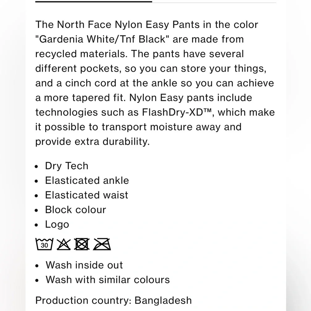 The North Face Women’s Nylon Easy Pants Black and White Color Block - Picture 16 of 16